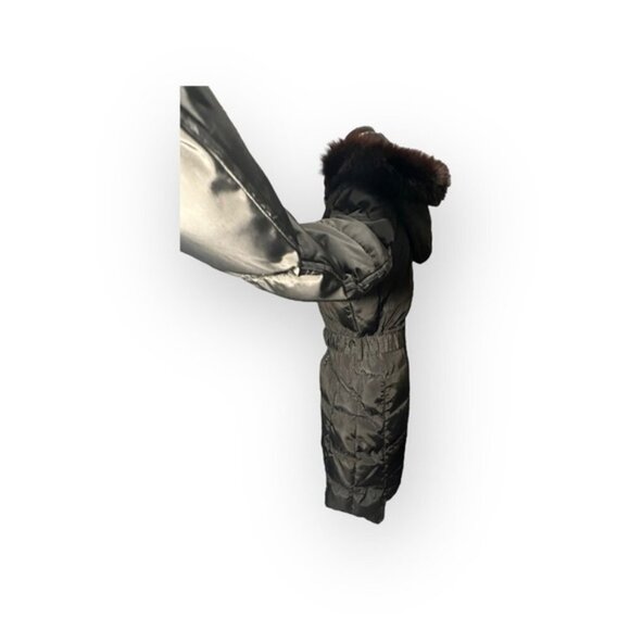 M Women’s Detachable Fur Hood Knee Length Belt Puffer - Picture 6 of 12